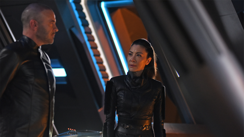 Georgiou notices that something is not quite right with Leland. It’s probably the not-borg-nanites coursing through his veins.